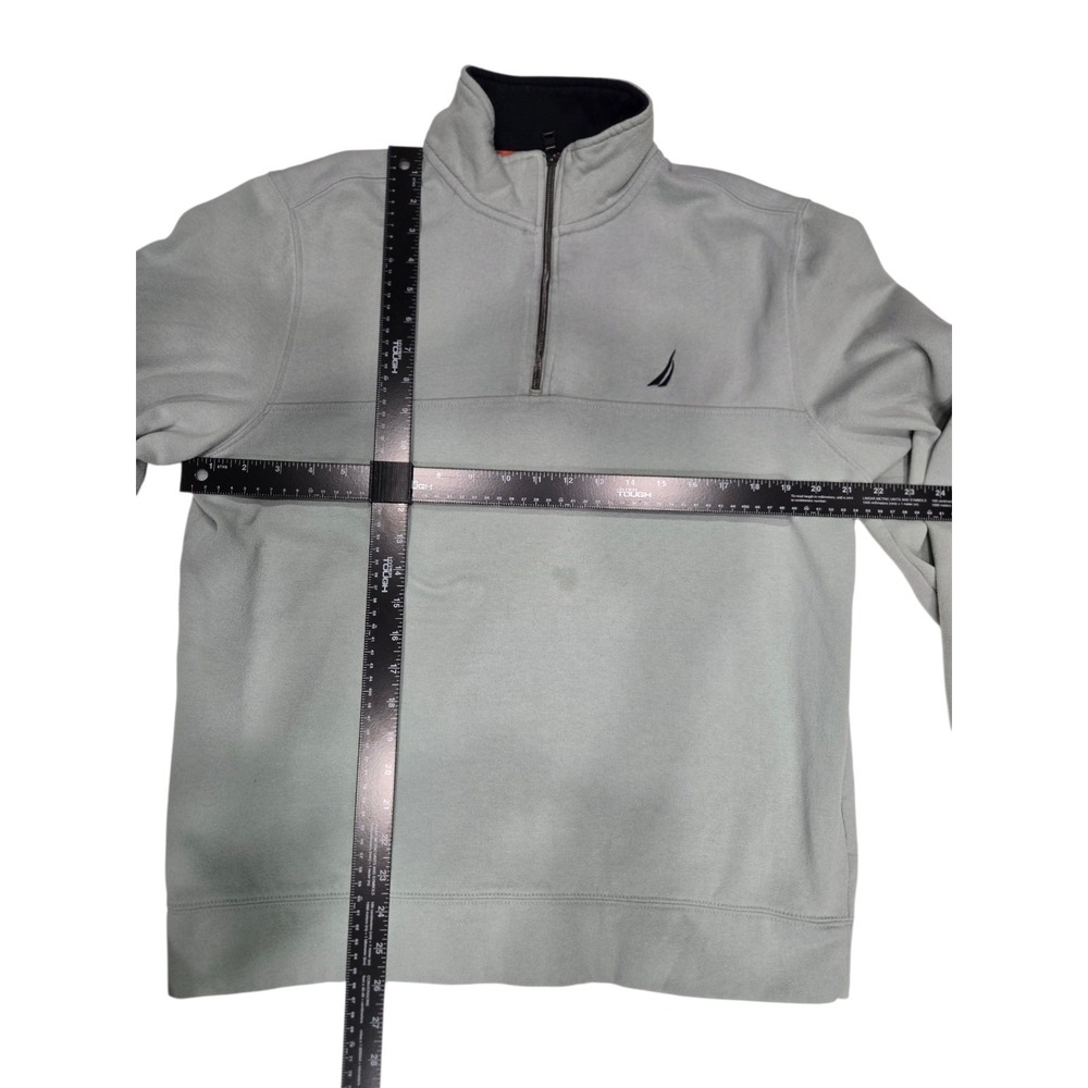 Nautica 1/4 Zip Pullover Men Size Large‎ Gray Soft Mock Neck Athleisure Sweater - Picture 4 of 6